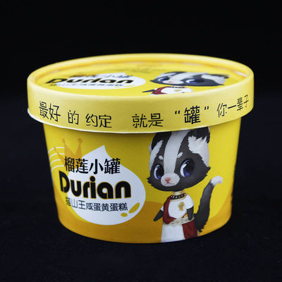 10oz 300ml Ice Cream Paper Cup Dengan Tutup Disposable Take Away Yogurt Tub