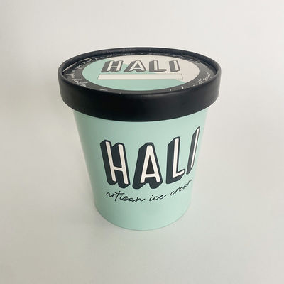 500ml Eco Friendly Ice Cream Tubs Dengan Tutup Dinding Tunggal 16 Oz Container