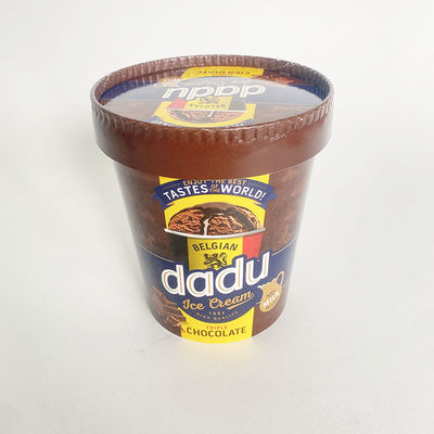 Satu kali pakai es krim kertas cangkir dengan tutup 17 ons 520ml Single dinding wadah