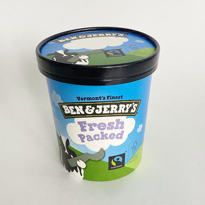 Customized Paper Ice Cream Tubs Dengan Tutup, 28oz 750ml Frozen Yogurt Paper Cups
