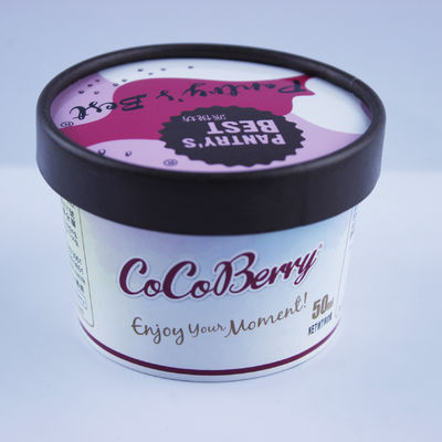 Kontainer kertas es krim yang disesuaikan, Yogurt 3 ons cangkir es krim dengan tutup