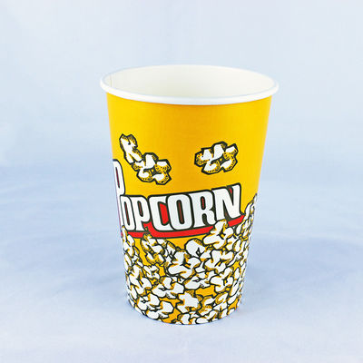 Satu dinding satu kali pakai ember kertas 46oz Cetak Logo Popcorn Tub