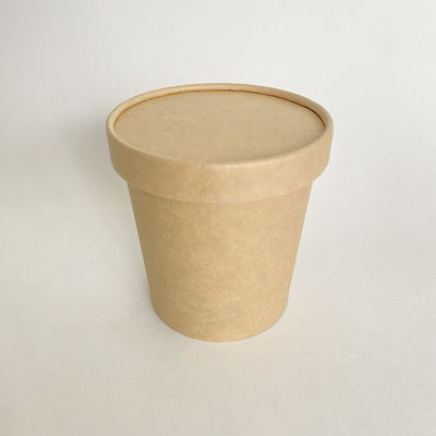 Biodegradable Soup Paper Cup Dengan Tutup 16 Oz 500ml Kraft Noodle Container