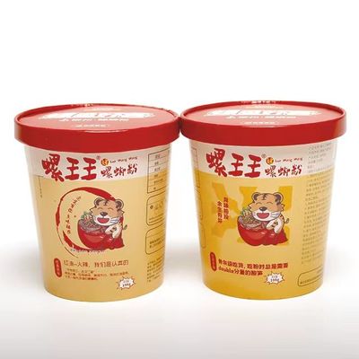 Eco Friendly Ramen Paper Bowl, 1000 ml Instant Noodle Bowl Packaging dengan tutup