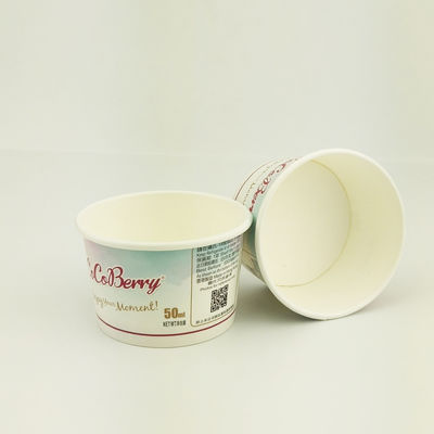 Satu kali pakai es krim kertas cangkir dengan tutup bowl tahan kebocoran kustom 3oz 85ml