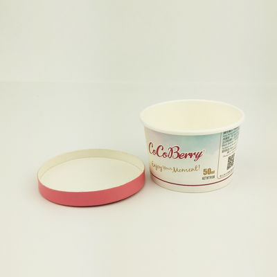 Satu kali pakai es krim kertas cangkir dengan tutup bowl tahan kebocoran kustom 3oz 85ml
