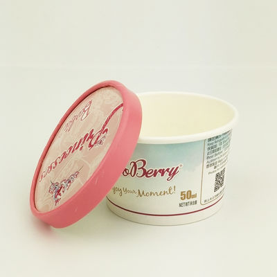 Satu kali pakai es krim kertas cangkir dengan tutup bowl tahan kebocoran kustom 3oz 85ml