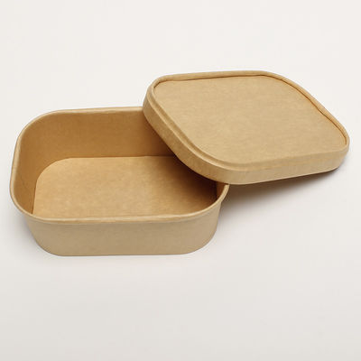 500ml kotak Kraft kertas Salad Bowl Dengan Tutup Biodegradable Food Grade