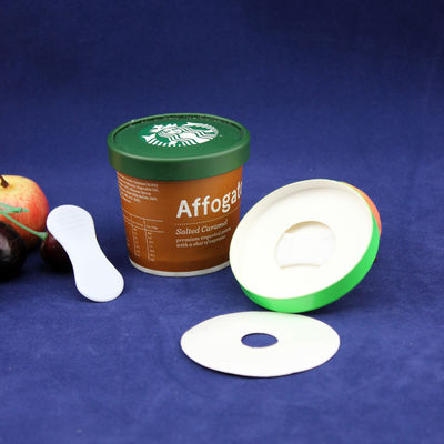 PE Lapisan es krim kertas cangkir dengan tutup anti bocor 125ml personalized mangkuk
