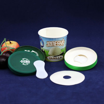 PE Lapisan es krim kertas cangkir dengan tutup anti bocor 125ml personalized mangkuk
