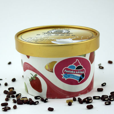Kontainer es krim biodegradable tahan kebocoran dengan tutup ramah lingkungan 5oz 150ml
