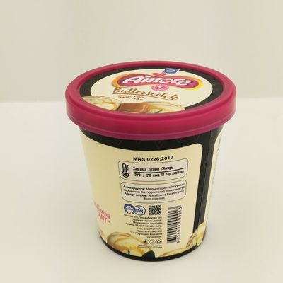 6oz 175ml kertas secangkir yogurt beku, tutup datar Custom es krim kertas secangkir dengan sendok