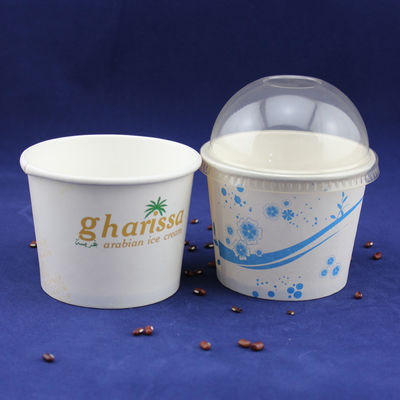 Servis tunggal untuk membawa es krim tab, Yogurt cangkir kertas dengan tutup plastik kubah