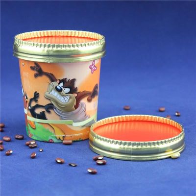 PE Lapisan es krim kertas cangkir dengan tutup Plastik sendok Kemasan dinding ganda