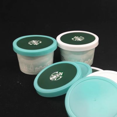 PE Lapisan es krim kertas cangkir dengan tutup Plastik sendok Kemasan dinding ganda