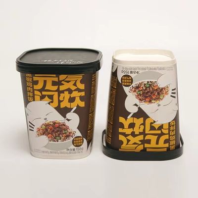 Hot Food Noodle Paper Cup 600ml Disposable Custom Printing Square Bowl Dengan Tutup