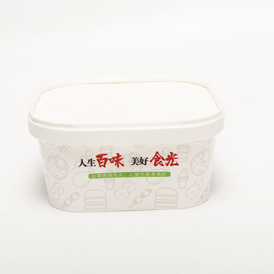 Custom Kraft Square Paper Bowl Dengan Tutup 1000ml Disposable Salad Container