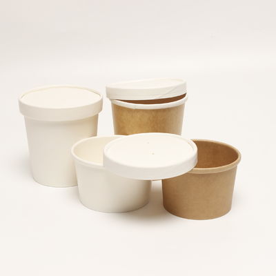 Eco Friendly Soup Paper Cup Dengan Tutup 12oz Recyclable Take Away Container