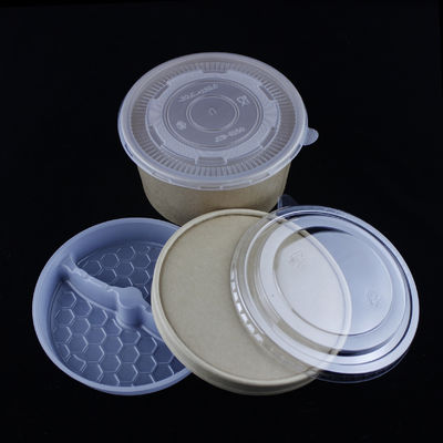 Biodegradable kertas salad mangkuk dengan tutup Makanan Grade Brown Container