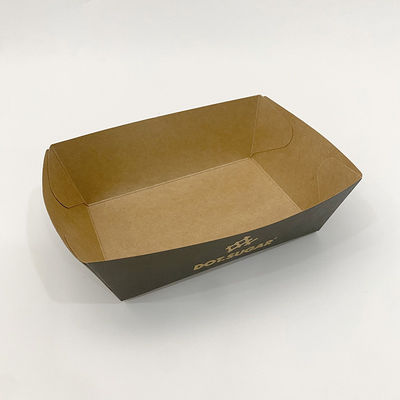 Bentuk perahu Peti kertas makanan ramah lingkungan Biodegradable Takeaway Kraft Packaging