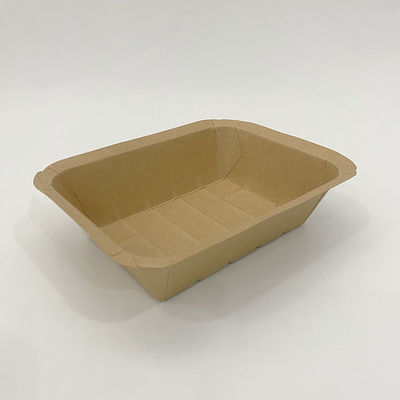 250gm Brown Kraft Food Tray, Compostable PE Coating Tray kertas makanan cepat saji