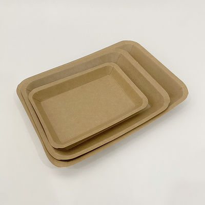 Kraft Food Paper Trays Supermarket Kemasan Buah Sayuran persegi panjang