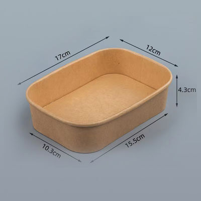 Kraft Square Paper Bowl Dengan Tutup Flat Biodegradable Fast Food Container