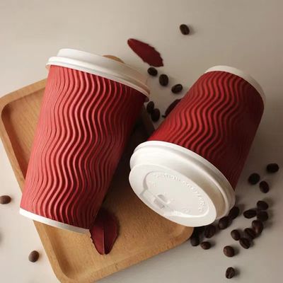 Kopi Kompostable Double Wall Cups, dicetak Ripple 8 Oz secangkir kertas terisolasi