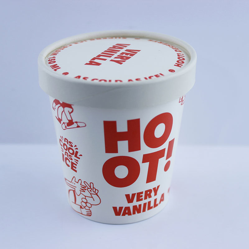 PE Lapisan Es Krim Paper Cup Dengan Tutup 6 Oz 175ml Custom Print Disposable