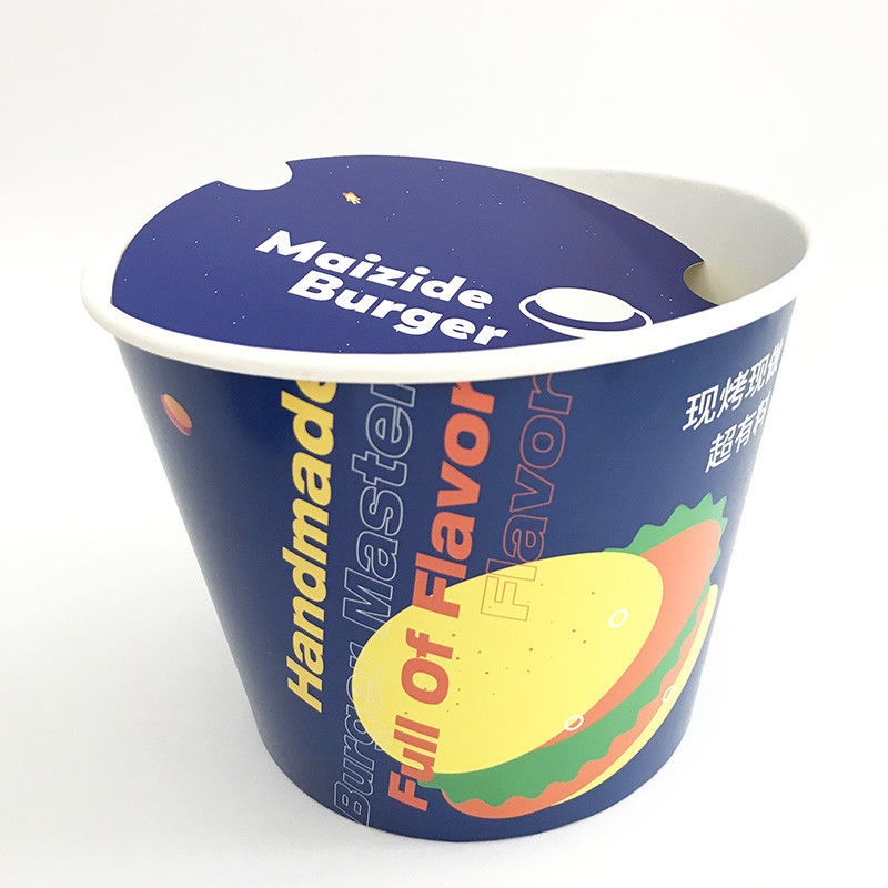 Custom Disposable Paper Buckets 170oz Single Wall 220mm Top Cup Untuk Popcorn