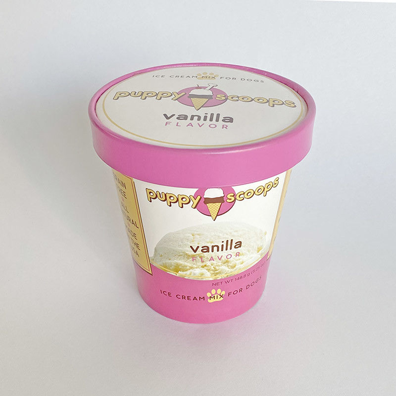 Custom Printed Ice Cream Paper Cup Dengan Tutup Untuk Yogurt Beku 14oz 420ml