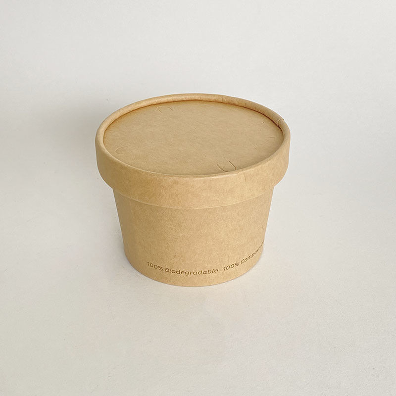 SOP Panas Piala Kertas Dengan Tutup 8oz 240ml PE Lapisan Kraft Takeaway Noodle Bowl
