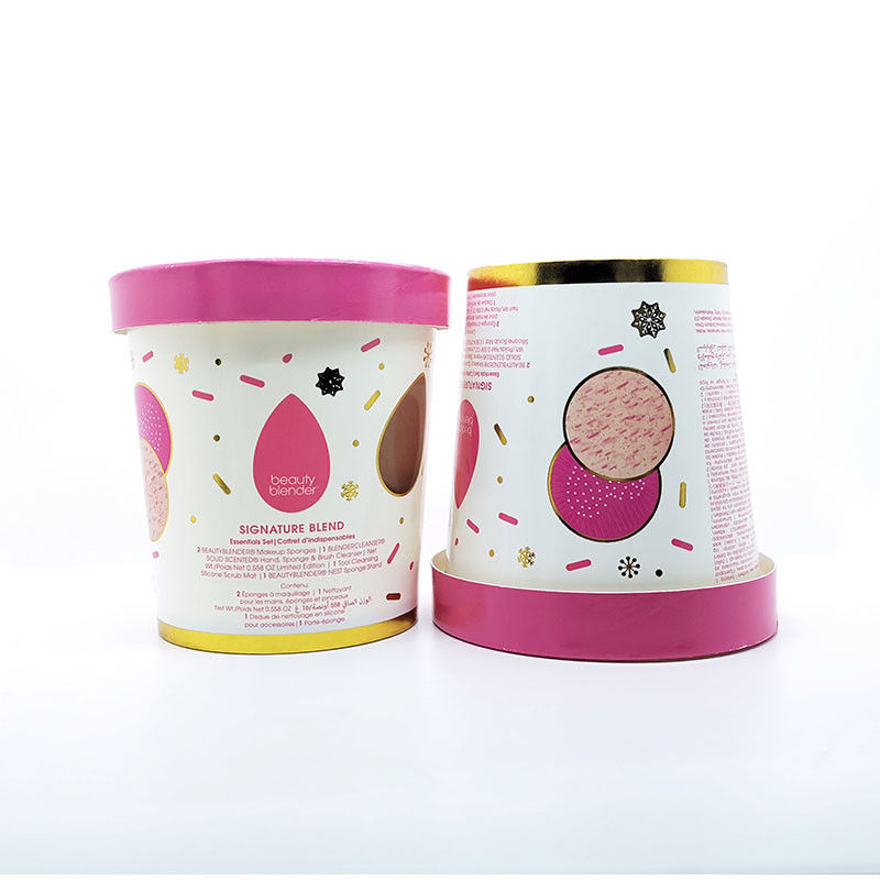 Custom Print Gold Stamping Makanan Aman Kelas Kertas es krim yogurt kertas cangkir Dengan Tutup