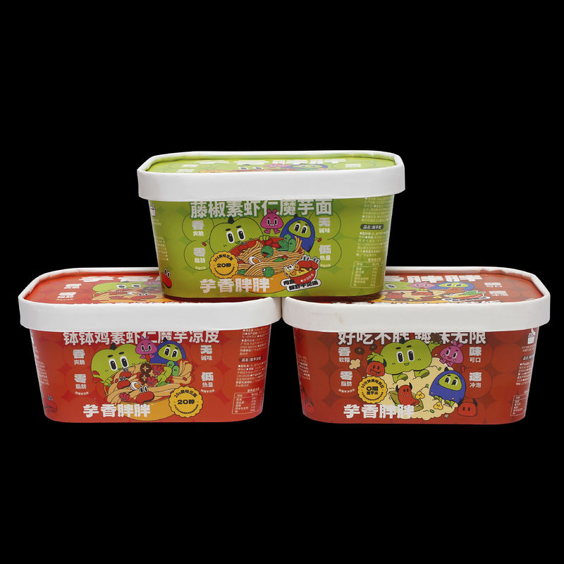 Pabrik produksi cetak Medium Square Paper Bowl Packaging - Aman Kemasan dengan tutup kertas